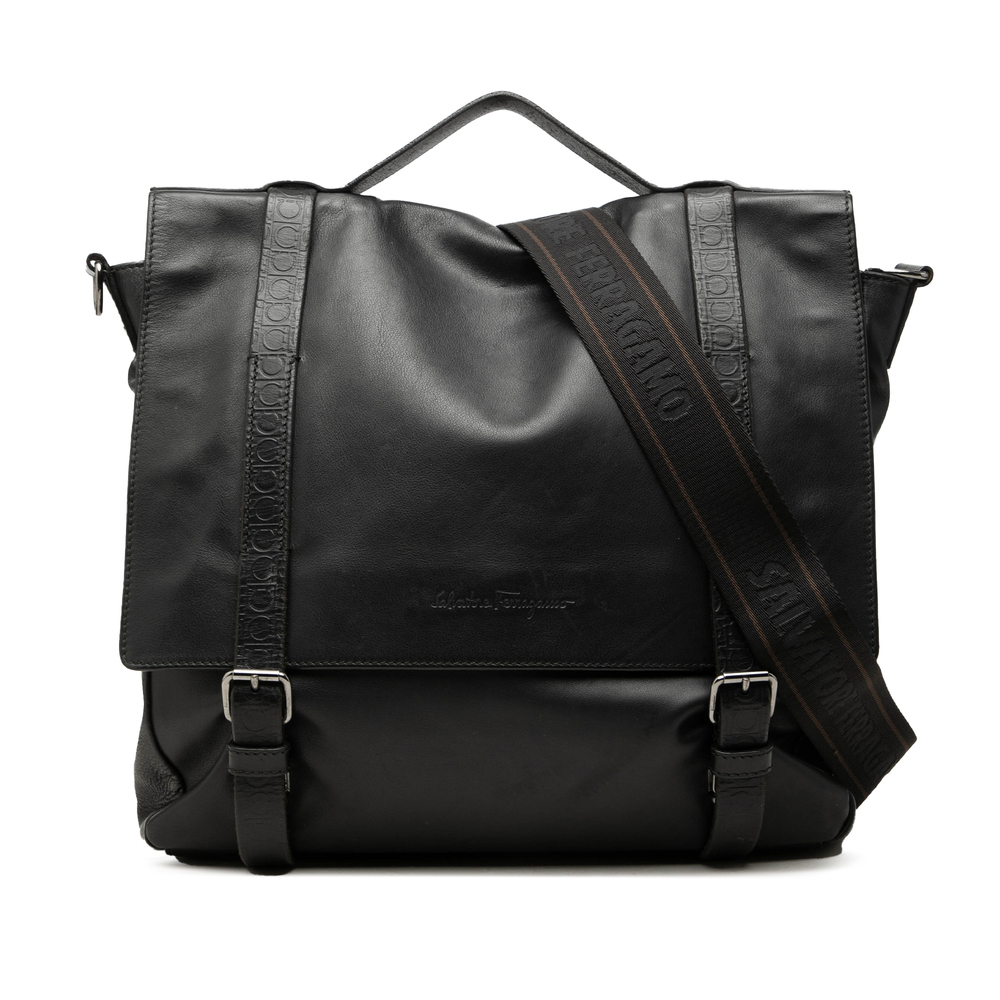 Pre-Loved Ferragamo Gancini Trimmed Calfskin Messenger Bag